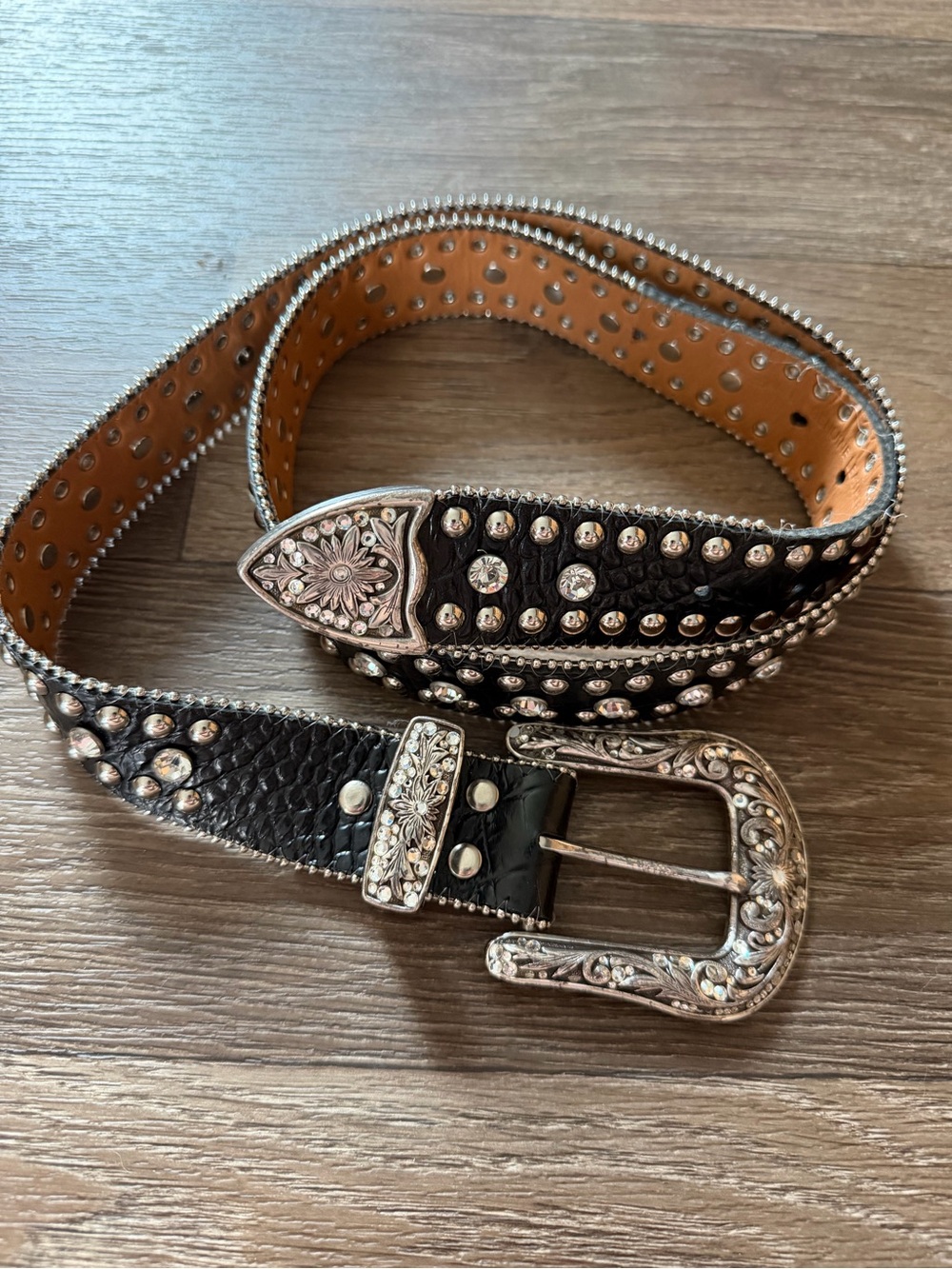 Nocona crystal rhinestone cowgirl belt Large
